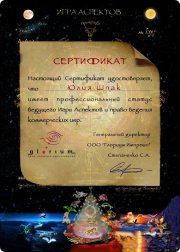 Сертификат "Игра Аспектов
