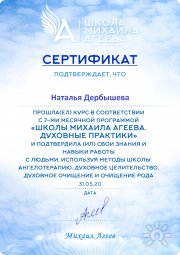 Сертификат школы Михаила Агеева