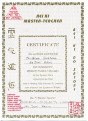Сертификат Мастер-Учитель РейКи До&nbsp;Сатори