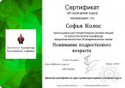 Сертификат "Курс о&nbsp;подростках"