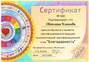 Сертификат об&nbsp;обучении игре "Благодарность"